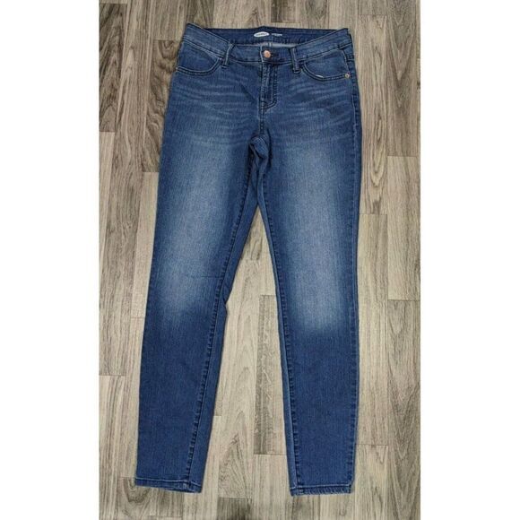 (3/$35) Old Navy Womens Size 4 Super Skinny Mid Rise Whiskered Denim Blue Jeans - Picture 1 of 10